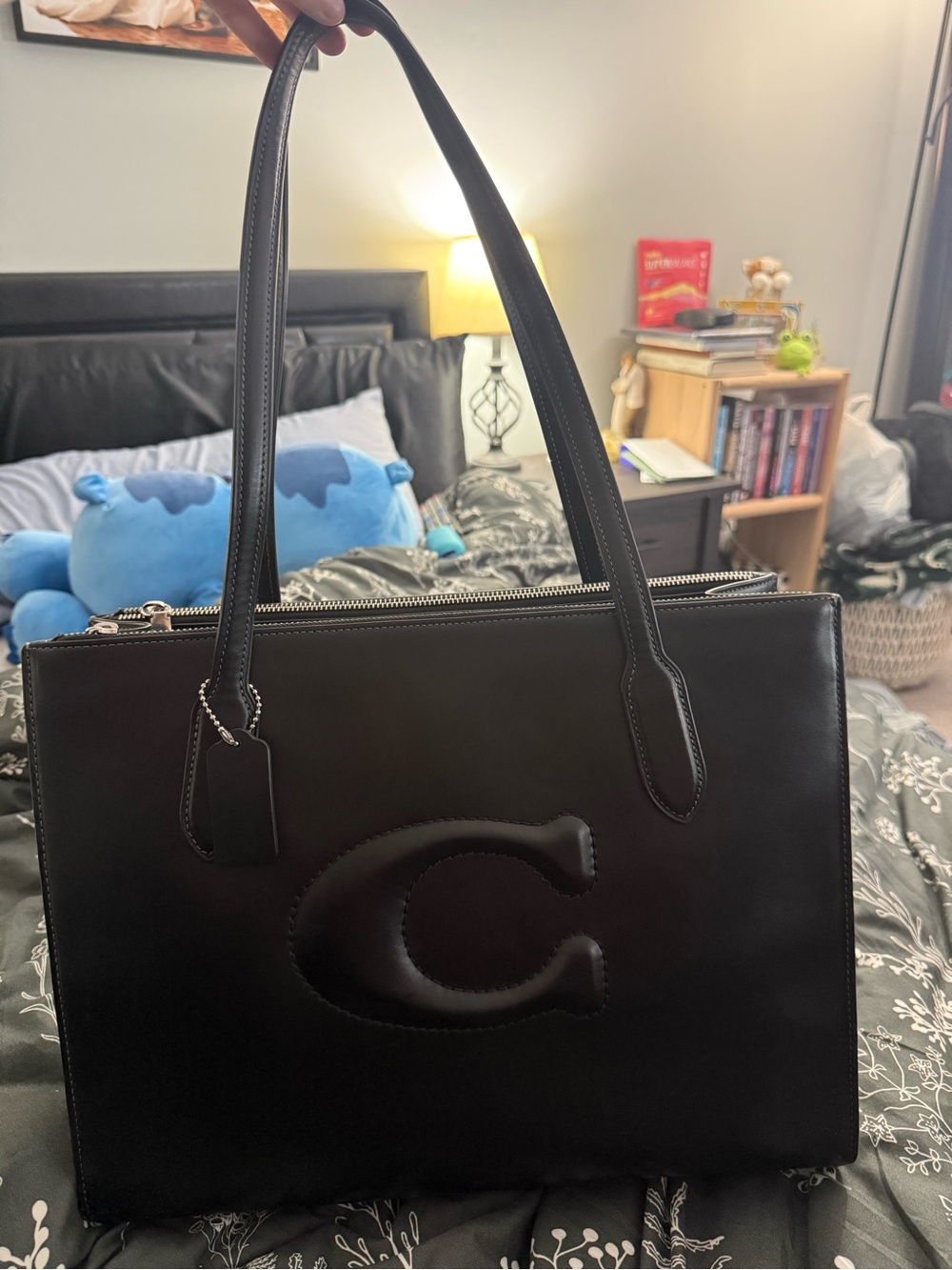 Coach Black Leather Signature C Structured Tote